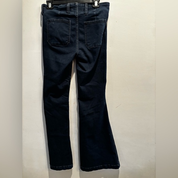 Free People Dark Blue Flare Jeans size 29 pull-on clean simple neutral basic - Picture 4 of 16